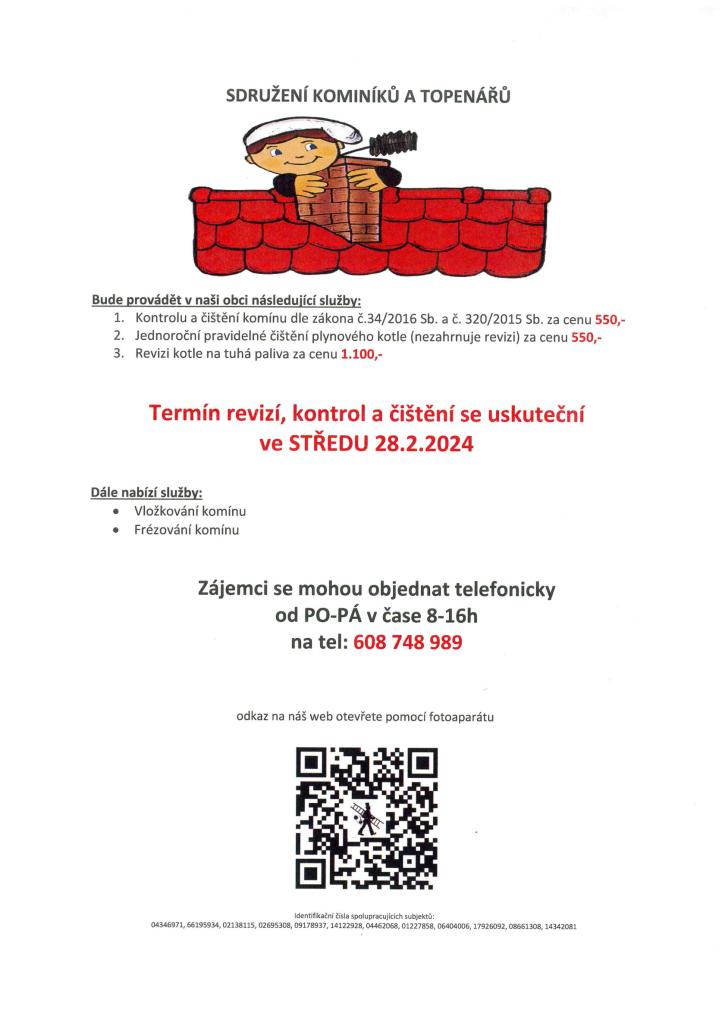 Sdružení kominíků  - kontrola a čistění komínů