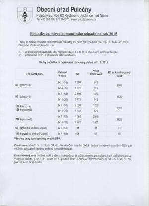 Poplatky za odvoz komunálního odpadu za r. 2015 1