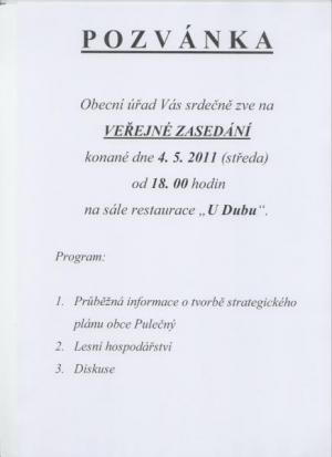Pozvánka na veřejné zasedání 1