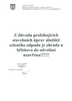Upozornění - uzavření ohrady na bio odpad